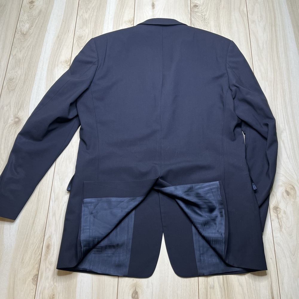 Hugo Boss Mens 2 Piece Suit Solid Navy Blue Wool Jacket Pants 38R 34 X 31 Luxury - Picture 12 of 16